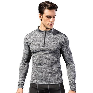 Lovmove Plus Velvet Zipper Base Long Sleeve Spandex Top for Men